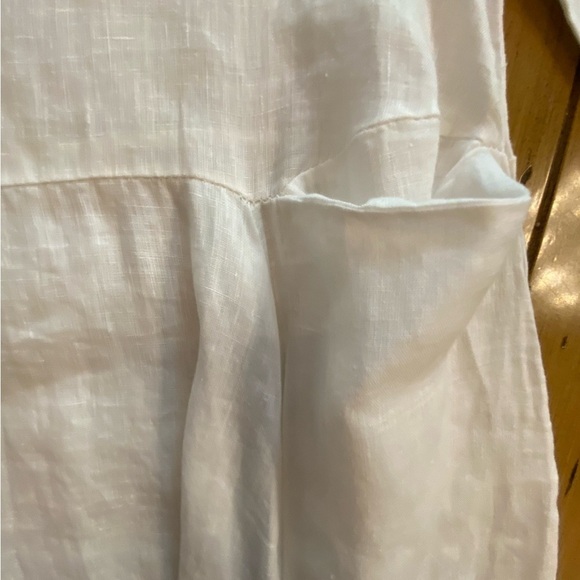 Baci Women’s Linen White Oversized Midi Dress Italy Pockets Beach Resort M-L - Picture 6 of 14